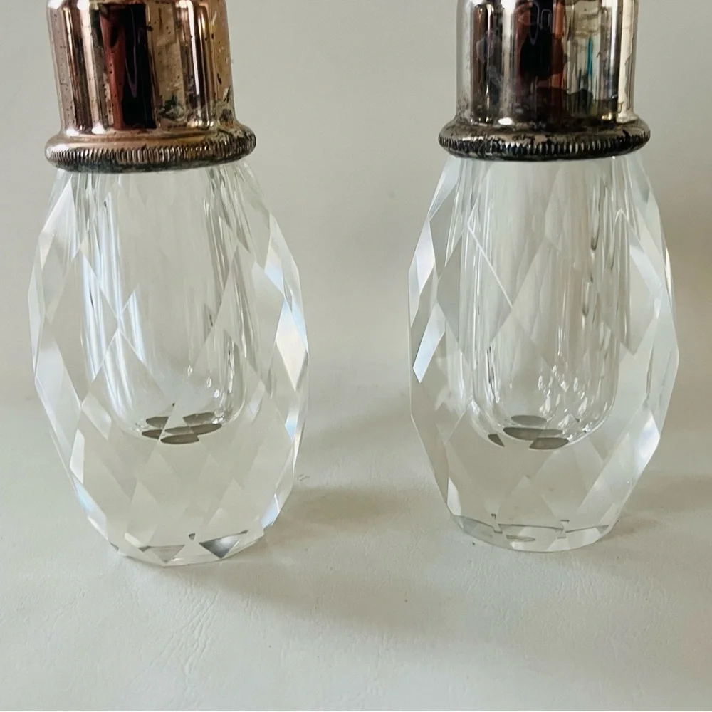 Vintage Hand Patient Milk Glass Pink Floral Glass Salt and Pepper Shakers Set